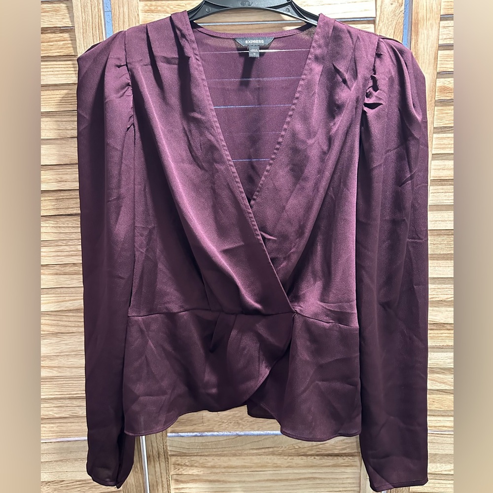 Express Deep Purple V-Neck Blouse